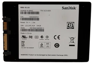 SanDisk X110 SD6SB1M-064G 64Go SATA 2,5" SSD Prix Inc TVA 100% Santé - Photo 1/2