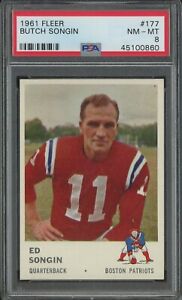 1961 Fleer Football #177 Butch Songin Boston Patriots PSA 8 NM-MT