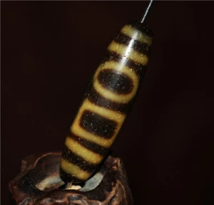 TIBETAN ANCIENT SAKOR NAMKOR HEAVEN AND EARTH DZI BEAD AMULET REAL GZI NECKLACE - Picture 1 of 6