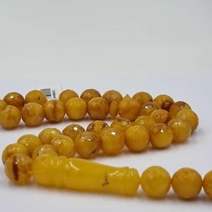 Antique Color Amber Faceted Round Shape Beads 10 mm Islamic Prayer Beads 33 - Picture 1 of 7