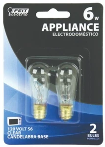 NEW Feit Electric BP6S6 PACK (2) 6W Indicator APPLIANCE LIGHT BULBS CLEAR S6 - Picture 1 of 1