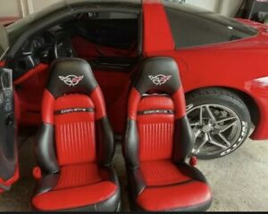 Chevy Corvette C5 Sports Seat Covers In Red & Black Color
