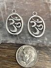 2 Hindu Om Aum Namaste Charms For Jewelry making Silver Pewter