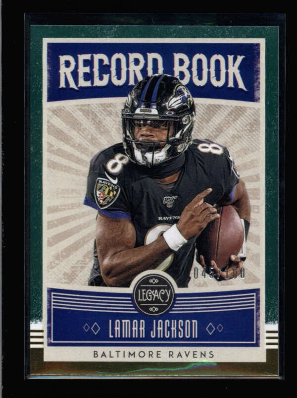 LAMAR JACKSON 2020 PANINI LEGACY #RB-LJ RECORD BOOK PARALLEL #045/100 AZ7337 - Image 1 of 1