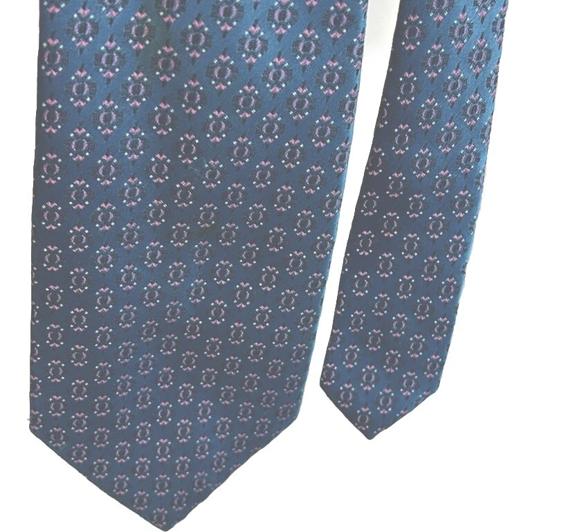 Corbata de cuello Leonardo para hombre azul/rosa diseño geométrico 60" x 4" de colección Foto 1 de 4