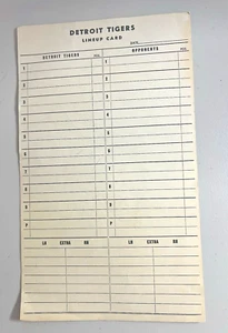 Vintage 1991 Detroit Tigers Lineup Card w/ Al Kaline and Fergie Jenkins HOF Auto - Picture 1 of 4