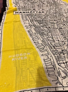 KATE SPADE MAP NEW YORK City Manhattan 80 x 30 OBLONG SCARF Black, Yellow, White - Picture 1 of 9