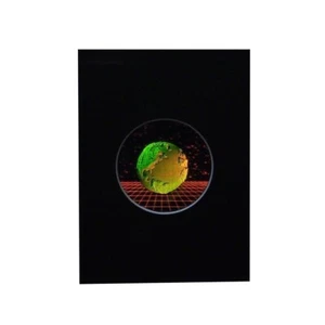 Earth with Grid Small Round Hologram Picture MATTED, 3D Embossed Type Stereogram - Picture 1 of 7