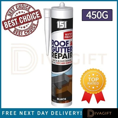 BLACK ROOF GUTTER LEAK SEALANT REPAIR WATERPROOF FOR EXPOSED SURFACES SEAL 450G  - Image 1 of 4
