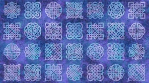 Northcott - Stonehenge Celtic Roots - Celtic Knot Blocks - Purple/Multi, BTY - Picture 1 of 8