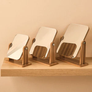 Desk Mirror Pu Leather Portable Folding Desktop Makeup Mirror Adjustable - Picture 1 of 24