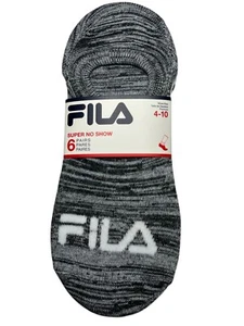 Fila Socks Womens 4-10 No Show 6 Pairs White Grey Black Golf Tennis Athletic - Picture 1 of 11
