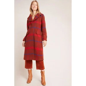ANTHROPOLOGIE karierter Jasper Mantel Größe M braun Wolle warm Winter Peacoat - Bild 1 von 18
