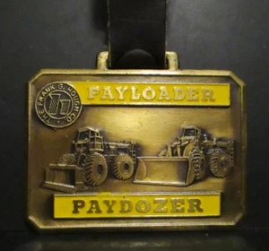Frank Hough Company Paydozer Payloader Brass Enamel Pocket Watch Fob Green Duck - Picture 1 of 5