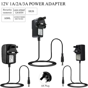 1A-2A-3A Netzteil Adapter Trafo Konverter Ladegerät LED Streifen UK Stecker - Bild 1 von 8