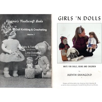 2 Doll Clothes Knitting Crochet Patterns Plus Girls Sweaters 6-10 Years - Image 1 of 4