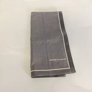 Pierre Balmain Handkerchief Mens Gray Plaid Check Pocket Square Luxury Paris - Picture 1 of 8