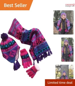 Kids Winter Hat Scarf Glove Knit Set Sherpa Lined Warm Accessory 3 Piece - Picture 1 of 11