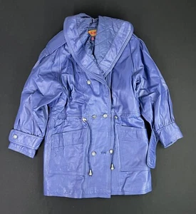 VTG Global Identity Women’s Purple Leather Coat Jacket Super Warm Size S NEW - Picture 1 of 13