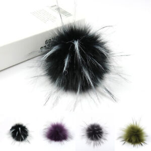 Fluffy Faux Fur Pom Pom Ball with Loop DIY Keychains Hats Scarves Gloves Bags