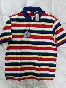 Daniel Cremieux Vintage Men's Polo Shirt Large Striped Short Sleeve New w/Tags - Picture 1 of 8