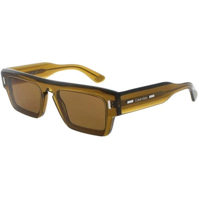 Gafas de sol unisex Calvin Klein marco de borde completo de acetato marrón caramelo CK24532S 261 Foto 1 de 2