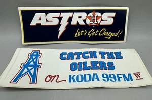 Vintage Houston Astros Let’s Get Charged & Oilers Bumper Stickers  - Picture 1 of 5