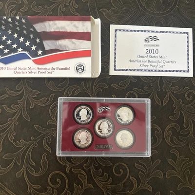 2010 US MINT AMERICA the BEAUTIFUL SILVER QUARTERS PROOF SET, Box & COA - Image 1 of 4