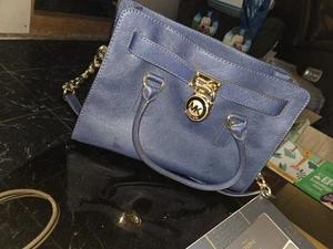 Michael Kors Hamilton Large Satchel Handbag New Blue - Picture 1 of 9