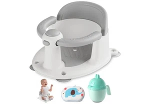 Non-Slip Baby Bath Seat for 6 Months & Up - Safe & Comfortable Grey Design - Picture 1 of 2