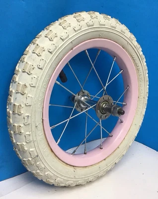 Rueda delantera rosa para bicicleta de 12" con neumático blanco de 12” X 1,95” bicicleta para niños #Z51 Foto 1 de 3