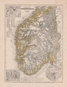 1849 Südliches Norwegen Norway map Norge Stahlstich-Karte grenzkoloriert - Picture 1 of 1
