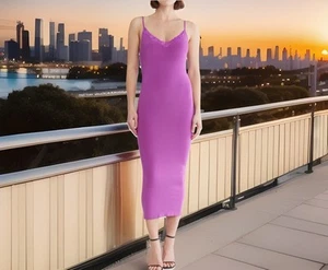 Wishlist Women’s Size Medium Lace Trim Midi Tank Dress. Purple Wine. New - Picture 1 of 3