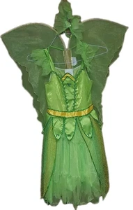 Tinkerbell Costume Girls Child Size 7-8 Green Dress With Wings - Picture 1 of 4