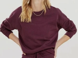 $50 Splendid Women's Purple Eco Fleece Crewneck Sweatshirt Sweater Size Large - Picture 1 of 3