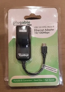 Plugable USB 2.0 OTG Micro-B Ethernet Adapter 10/100Mbps Model: USB2-OTGE 100 - Picture 1 of 2