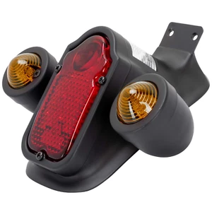 Luz trasera LED estándar de lápida para ciclo con señales de giro ámbar - lente roja - negra - Imagen 1 de 4