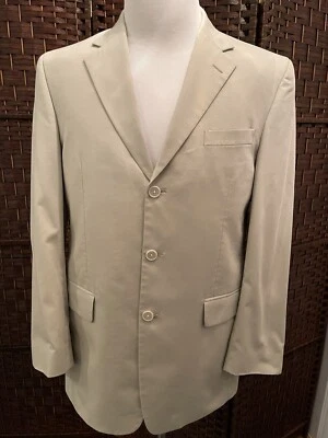 Jos A. Bank Mens 40R Tan Suit Jacket Sport Coat Tan Khaki Cotton Twill Blazer - Image 1 of 4