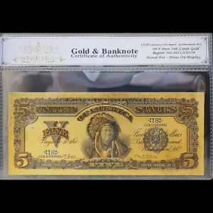 Gold 1899 $5 Five Dollars Banknote Collectible with Bag & Certificate - Picture 1 of 2