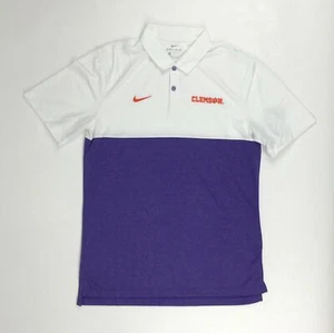Nike Clemson Tigers Sideline Short Sleeve Colorblock Polo Men's M Purple AO5439 - Picture 1 of 2