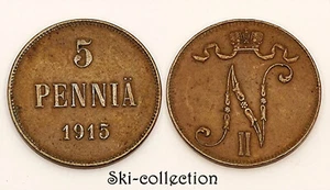 5 Pennia 1915. Finlande. Empire Russian, Nicolas II° .Copper - Picture 1 of 1