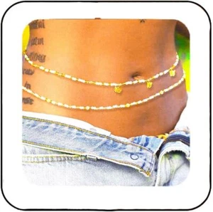 Elastic Waist Bead Gold Bead Belly Chain Butterfly Body Beaded African Belly Bea - Picture 1 of 7