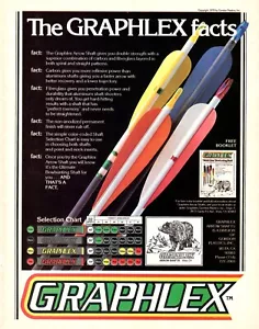 VINTAGE 1979 GRAPHLEX ARROW SHAFTS ARCHERY PRINT AD - Picture 1 of 1