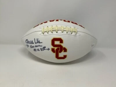 Charles White Autographed Signed USC Trojans White Panel Football JSA COA - Image 1 of 4