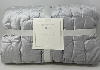 NUEVO Pottery Barn Kids LUJO EDREDÓN DE TERCIOPELO Bebé Guardería Niño Pequeño Gris Plateado $149 Foto 1 de 3