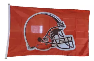 Casco Cleveland Browns 3x5 Bandera Poliéster 2 Lados, Lazos de Montaje NUEVO - Imagen 1 de 5
