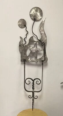 Vintage Folk Art Wrought Iron Etched Aluminum Weathervane ￼ - Image 1 of 4