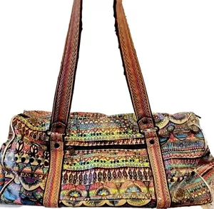 Sakroots Hippie Peace Multicolor Patterned Over-night Duffel Bag Colorful Worn - Picture 1 of 23