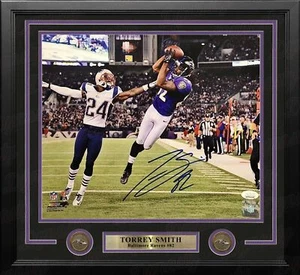 Torrey Smith v. Patriots Ravens Autographed Signed 11x14 Framed Photo JSA COA - Picture 1 of 2