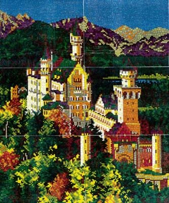 Mini Stecksystem Schloss Neuschwanstein im Sommer XXL-Motiv mit XXL-Steckvorlage - Bild 1 von 4